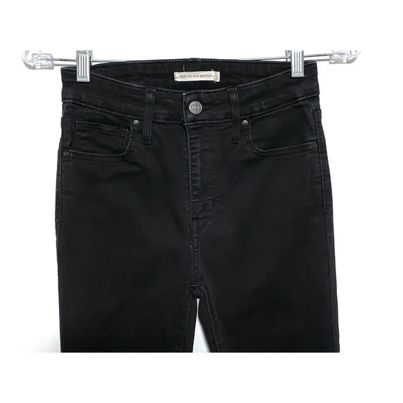 Levis 725 High Rise Bootcut Black Jeans Womens 23x26.5 Western Flare Stretch Y2K - Picture 3 of 11